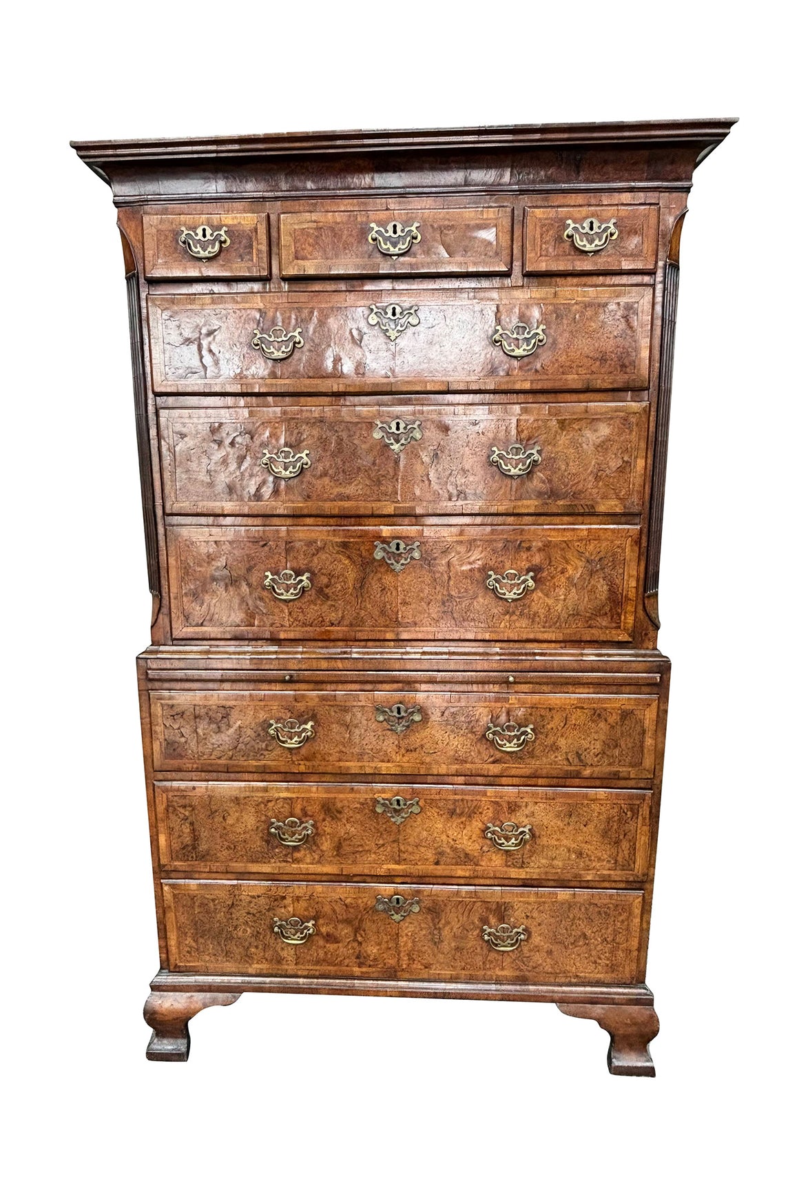 George II Walnut Burl Tall Boy or Chest on Chest - ON HOLD
