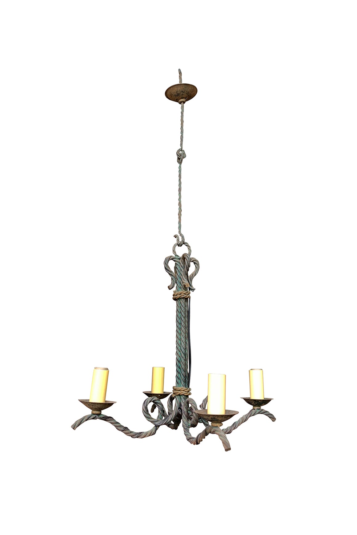 1930s French Wrought Iron Chandelier