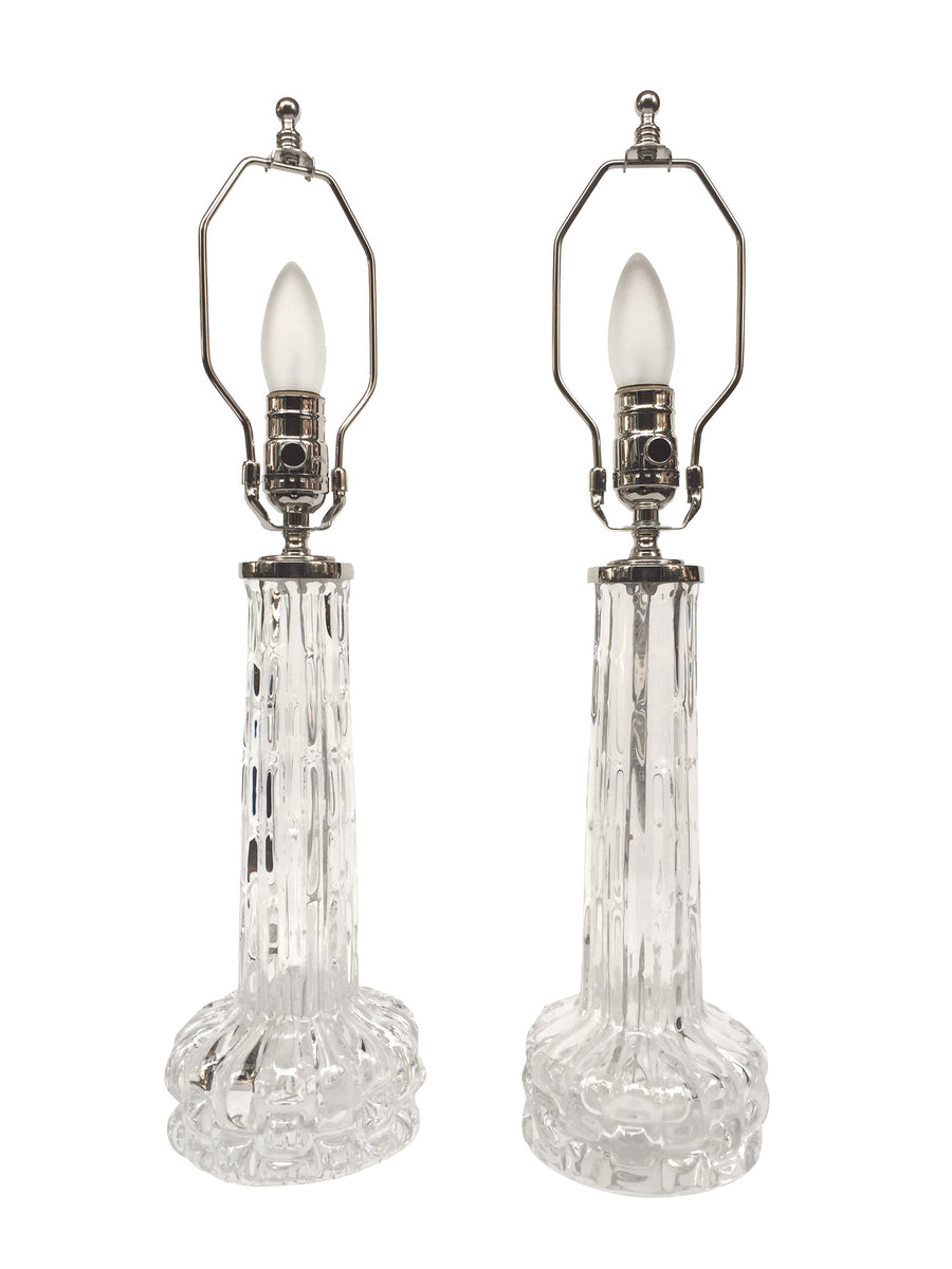 Pair of 1950s Orrefors Art Glass Table Lamps by Carl Fagerlund