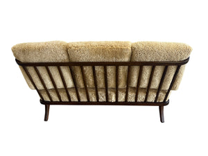1940s Danish Settee by Alfred Christensen in Tan Shearling
