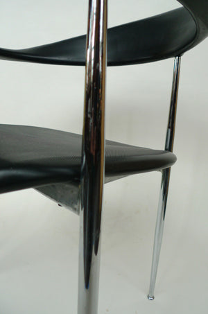 1980s Chrome & Black Rubber Dining Chairs by Fasem - a Set of 6