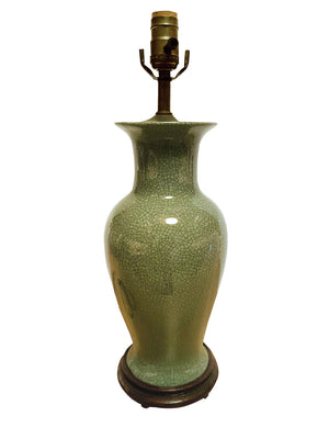 1940s Celadon Green Asian Ceramic Table Lamp