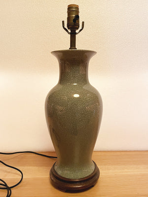 1940s Celadon Green Asian Ceramic Table Lamp