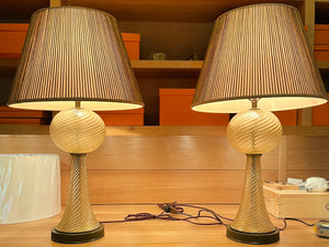 1940s Barovier & Toso Murano Glass Table Lamps - A Pair