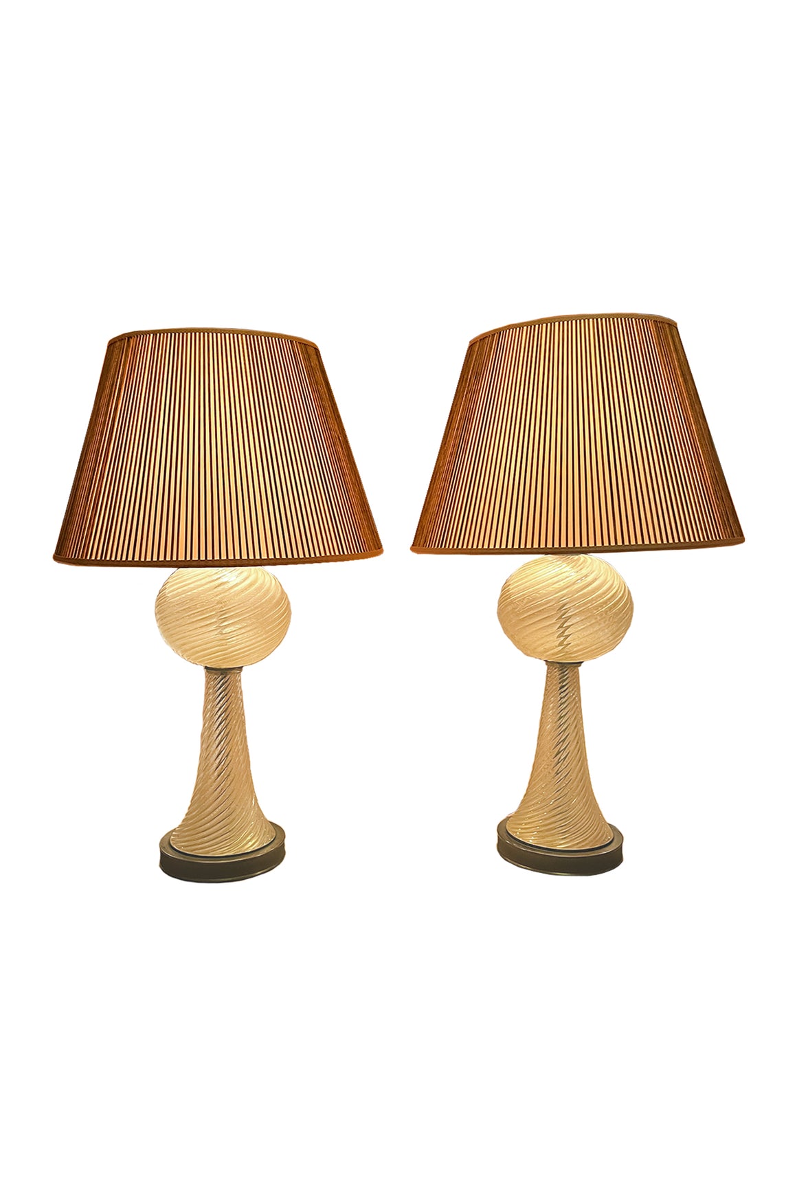1940s Barovier & Toso Murano Glass Table Lamps - A Pair