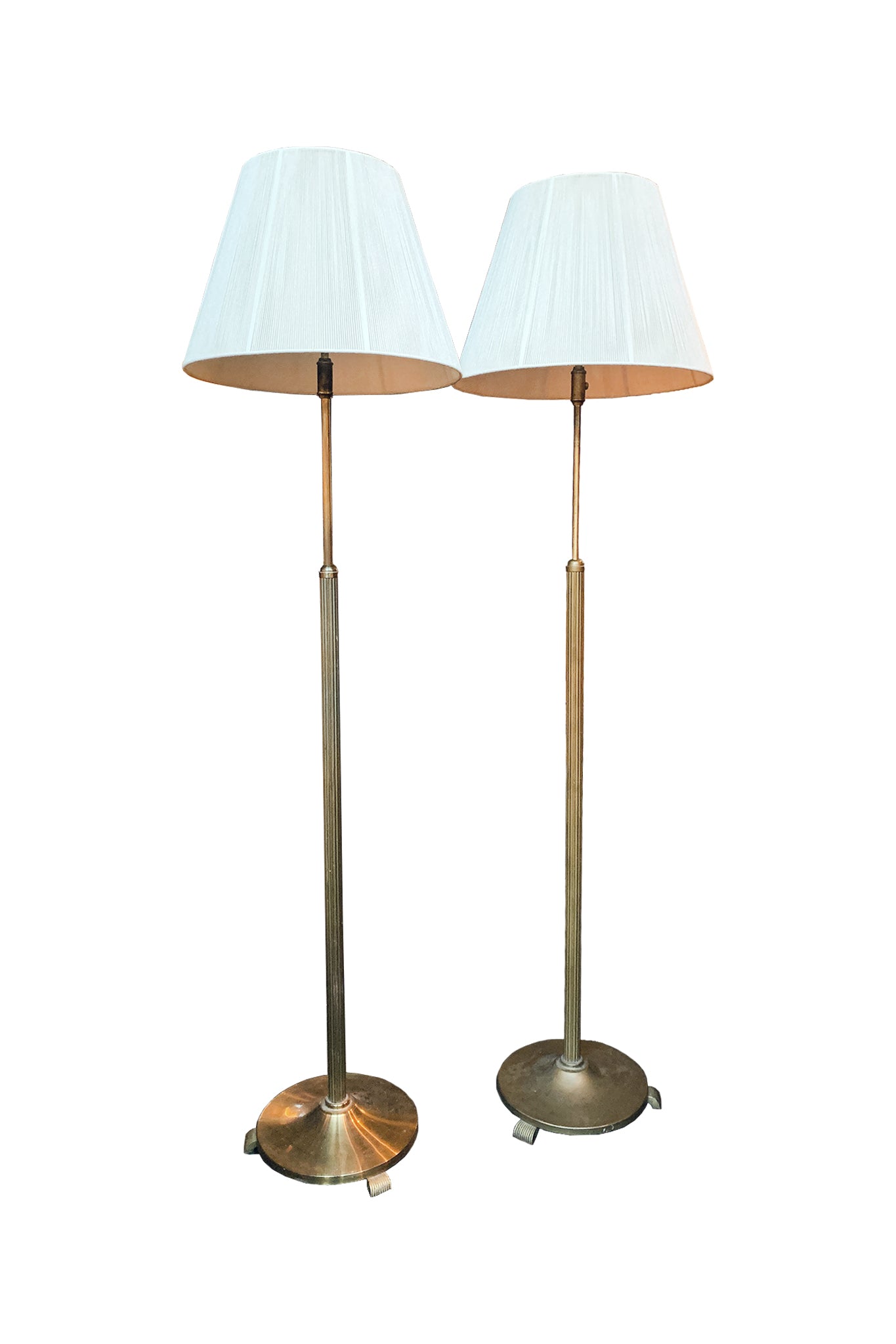1940s Danish Art Deco Brass Floor Lamps - A Set of 2