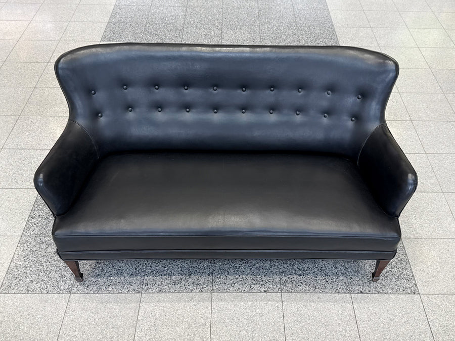 1940s Danish Modern Leather Settee by Georg Kofoed