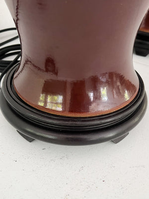 1940s Chinese Oxblood Glazed Ceramic Table Lamps - A Pair