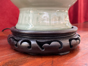 1940s Chinese Celadon Green Ceramic Table Lamps - A Pair