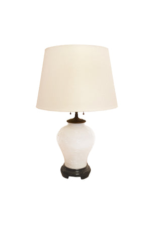 1940s Chinese Pale White Glazed Ceramic Table Lamp