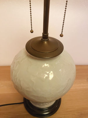 1940s Chinese Pale White Glazed Ceramic Table Lamp