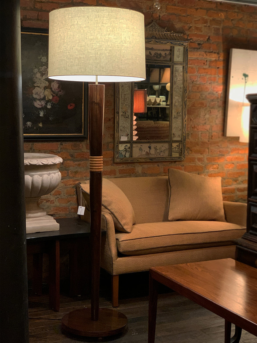 1950s Danish Art Deco Beech Floor Lamp