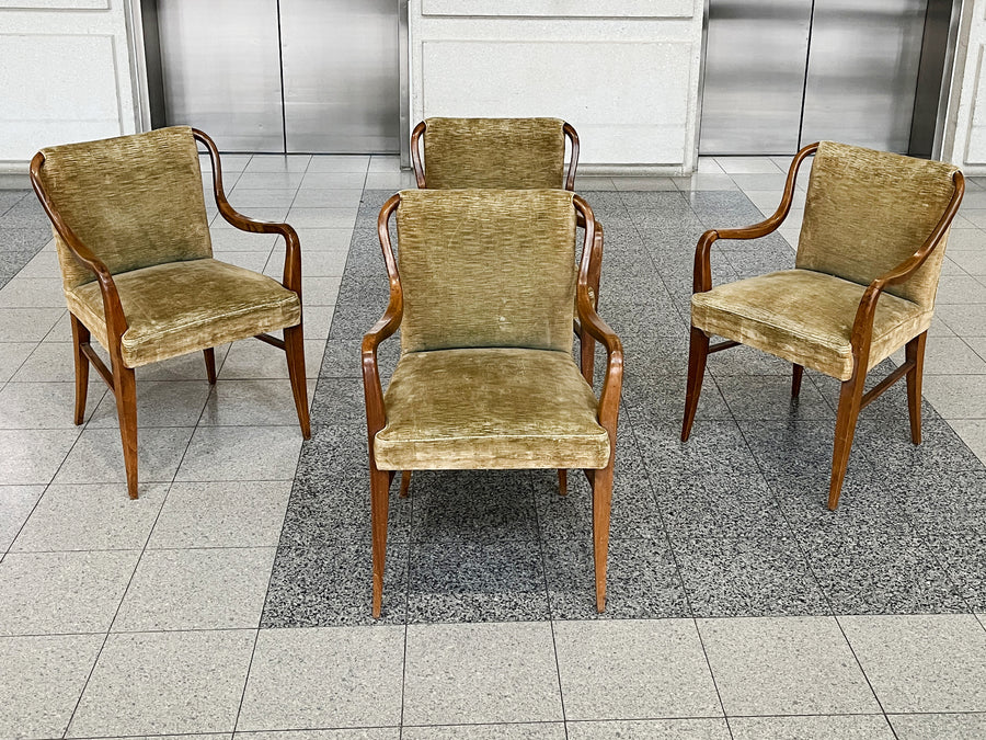Mid-20th Century Paolo Buffa Walnut Armchairs - A Set of 4