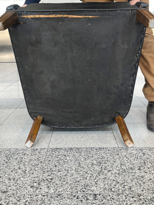 Danish Modern Black Leather Armchair by Frits Henningsen