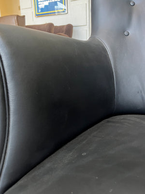 Danish Modern Black Leather Armchair by Frits Henningsen