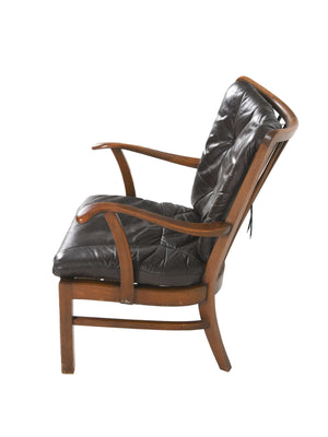 Danish Modern Beech & Leather Armchair by Fritz Hansen