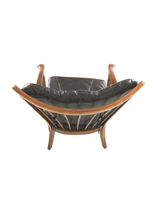 Danish Modern Beech & Leather Armchair by Fritz Hansen