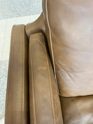 Danish Modern Brown Leather Arm Chair in the Style of Børge Mogensen