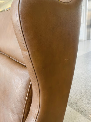 Danish Modern Leather Wingback in the Style of Børge Mogensen