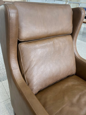 Danish Modern Leather Wingback in the Style of Børge Mogensen