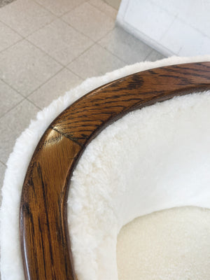 Pair of 1970s Danish Oak Tub Chairs in Shearling