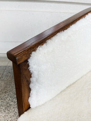 Pair of 1970s Danish Oak Tub Chairs in Shearling