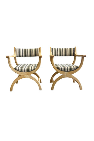 1970s Danish Modern Oak Kurul Armchairs by Henning Kjaernulf - a Pair