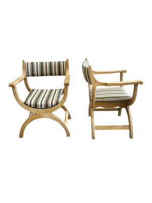 1970s Danish Modern Oak Kurul Armchairs by Henning Kjaernulf - a Pair