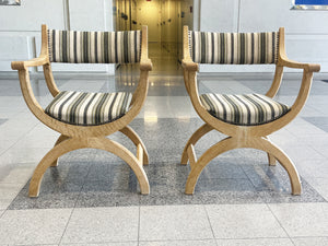 1970s Danish Modern Oak Kurul Armchairs by Henning Kjaernulf - a Pair