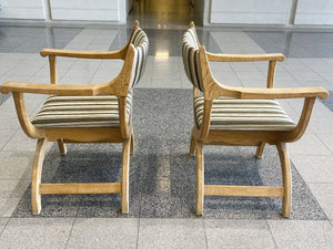 1970s Danish Modern Oak Kurul Armchairs by Henning Kjaernulf - a Pair