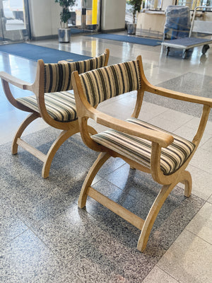 1970s Danish Modern Oak Kurul Armchairs by Henning Kjaernulf - a Pair