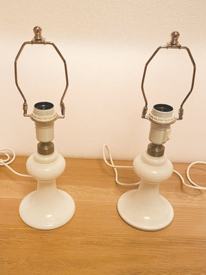 1970s Pair of Danish Opal Glass Desk Lamps by Royal Copenhagen