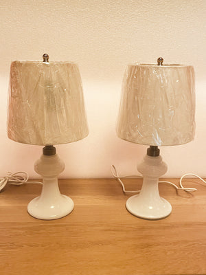 1970s Pair of Danish Opal Glass Desk Lamps by Royal Copenhagen