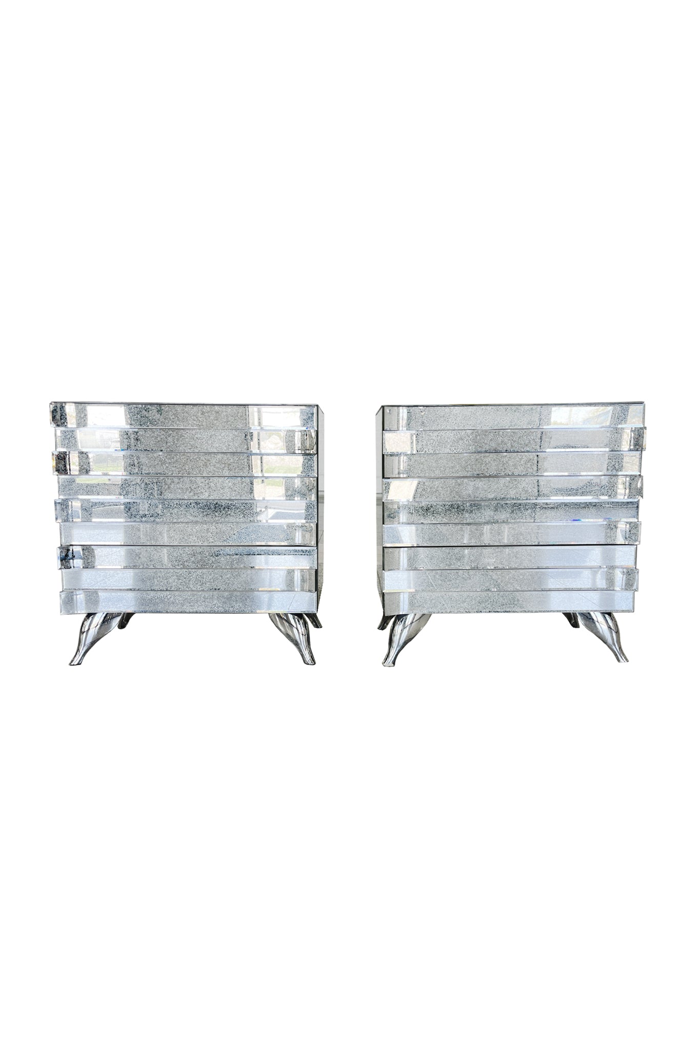 1980s Mirrored Chests of Drawers or Nightstands - A Pair
