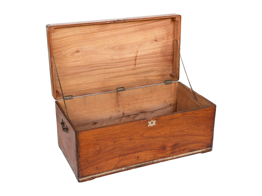 Antique Brass-Trimmed Camphor Wood Chest