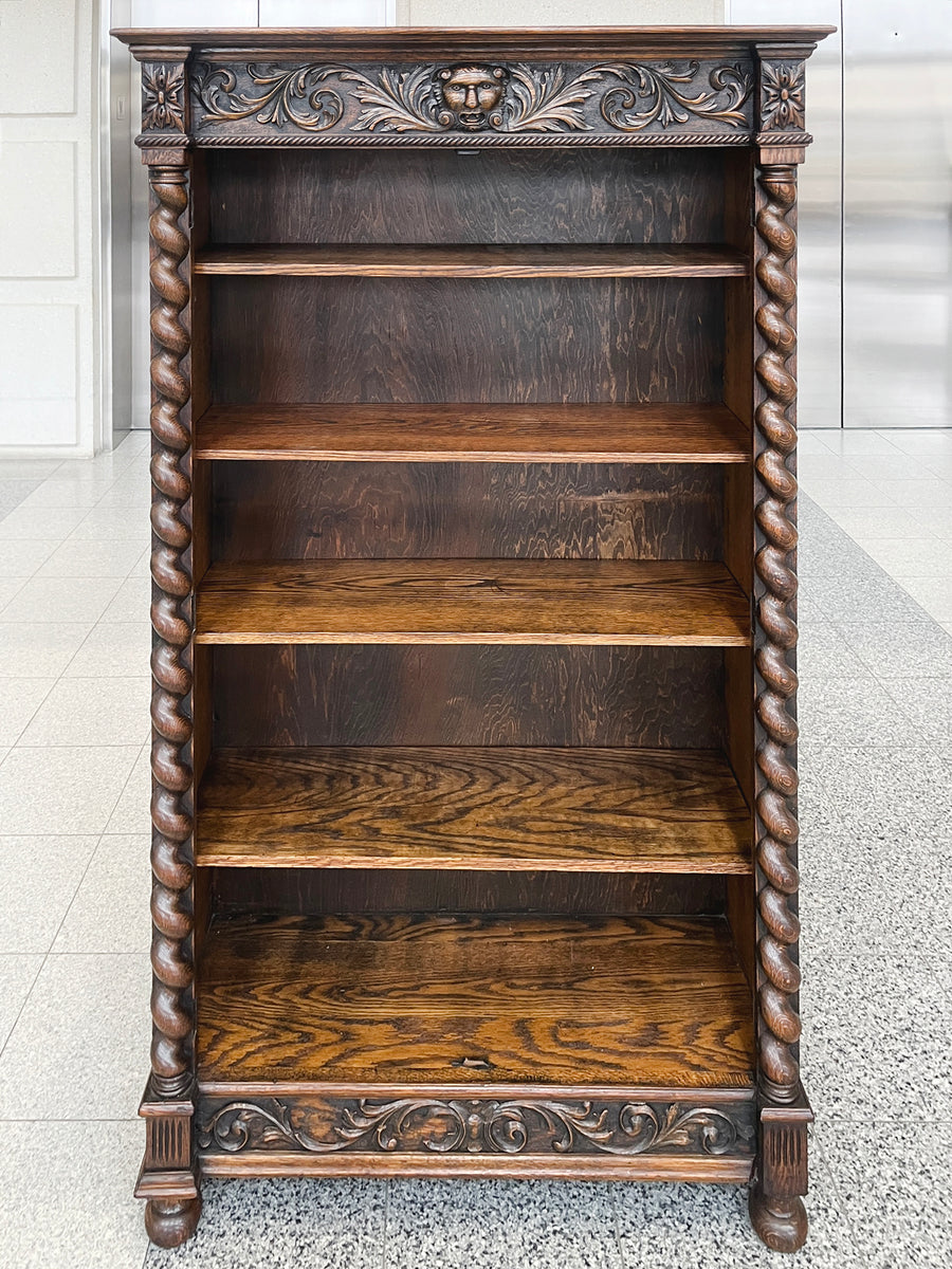 19th Century Carved Oak Bookcase Cabinet in the Style of R. J. Horner & Co.