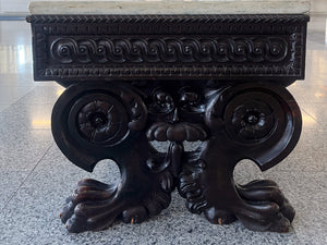 Late 19th Century Chinese Carved Wood & Marble Low Table