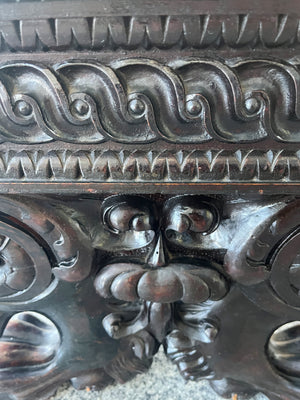 Late 19th Century Chinese Carved Wood & Marble Low Table