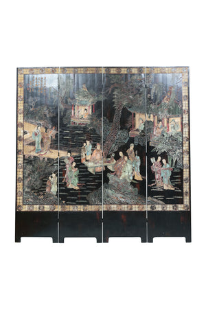 Antique Chinese Coromandel Four Panel Screen