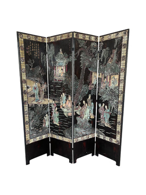 Antique Chinese Coromandel Four Panel Screen