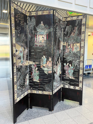 Antique Chinese Coromandel Four Panel Screen