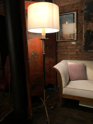 Jacques Adnet Inspired Iron & Leather Floor Lamp by Ferro Art