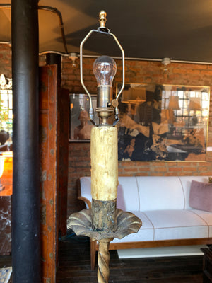 Jacques Adnet Inspired Iron & Leather Floor Lamp by Ferro Art