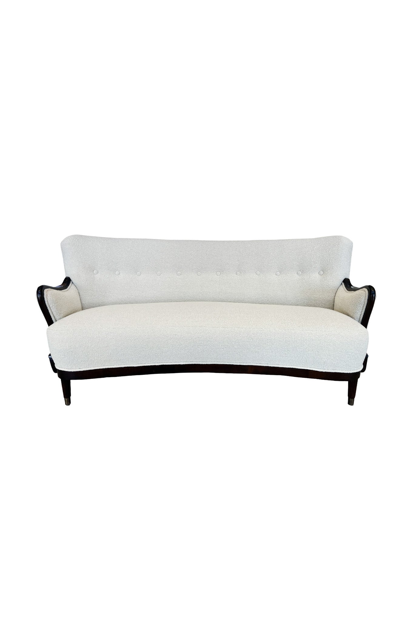1940s Danish Modern Sofa by Alfred Christensen in Ivory Bouclé