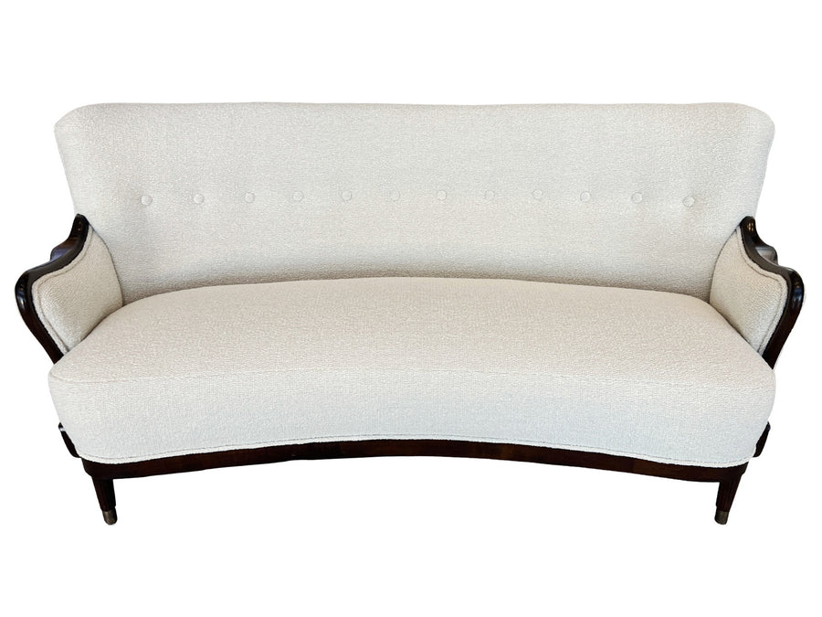 1940s Danish Modern Sofa by Alfred Christensen in Ivory Bouclé