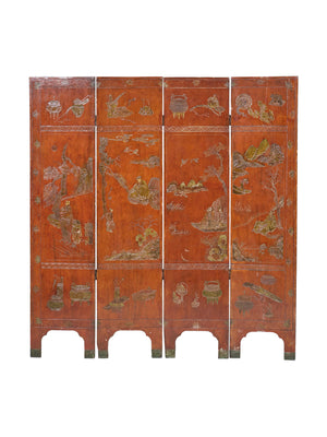 Antique Chinese Four-Panel Folding Screen