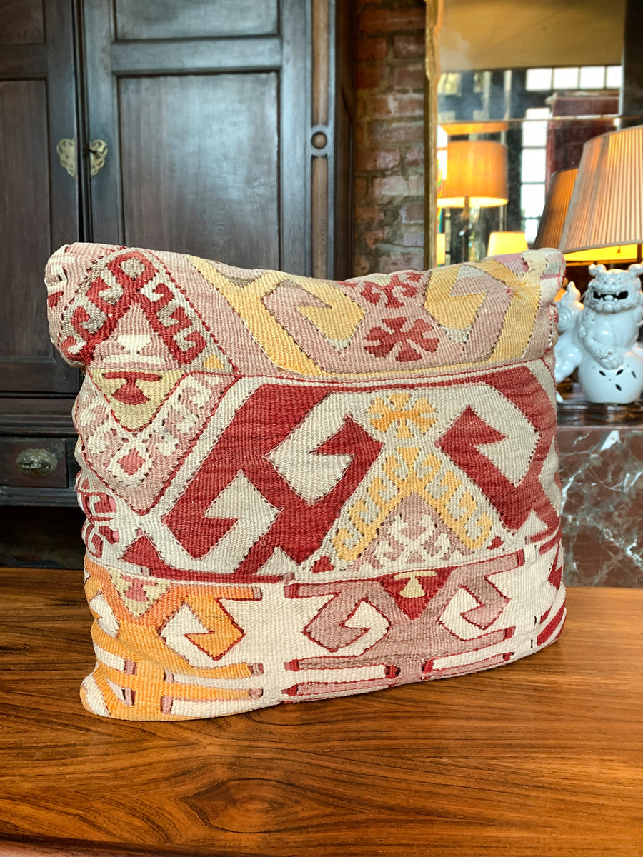 Small Custom Pillow With Antique Kilim Textile