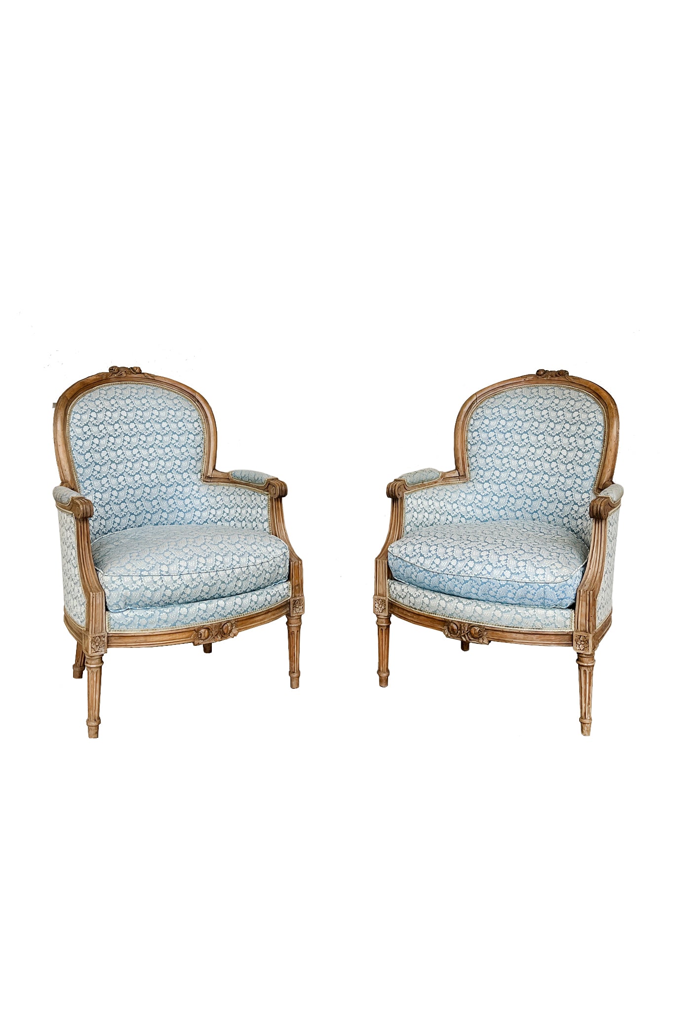 19th Century Louis XV Bergère Armchairs - A Pair