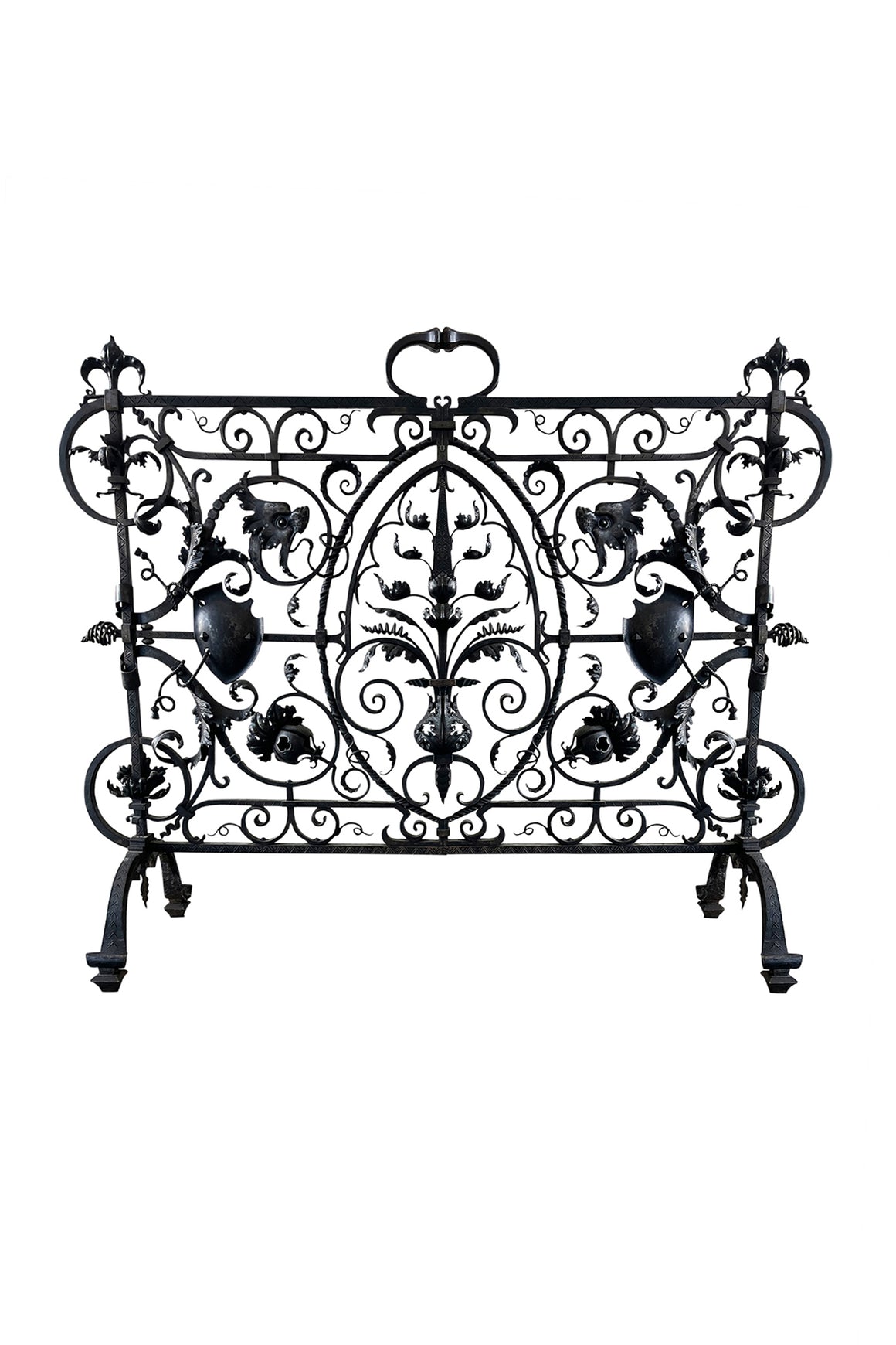 Antique French Wrought Iron Fireplace Screen