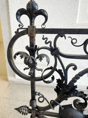 Antique French Wrought Iron Fireplace Screen